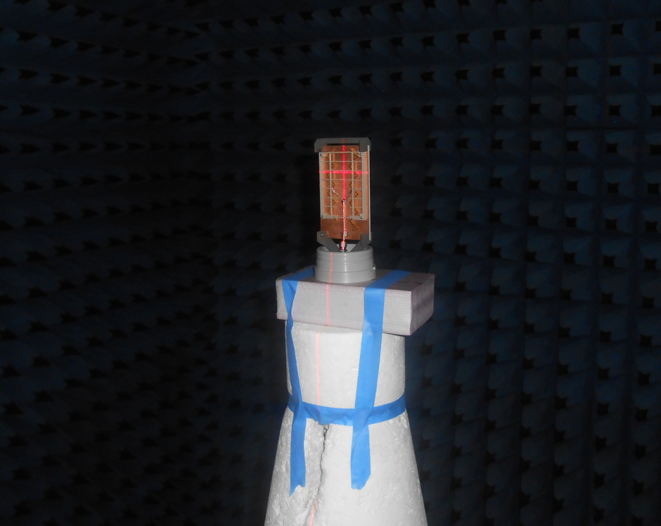 Antenna under test inside RF anechoic chamber